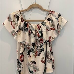 Wilfred Cream Floral Off-Shoulder Ruffle Blouse